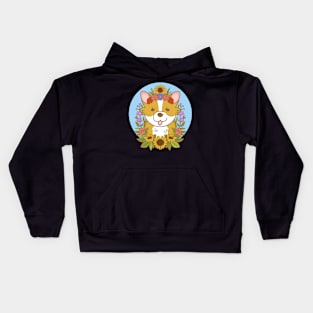 Corgi with Flowers Corgi Lover Kids Hoodie